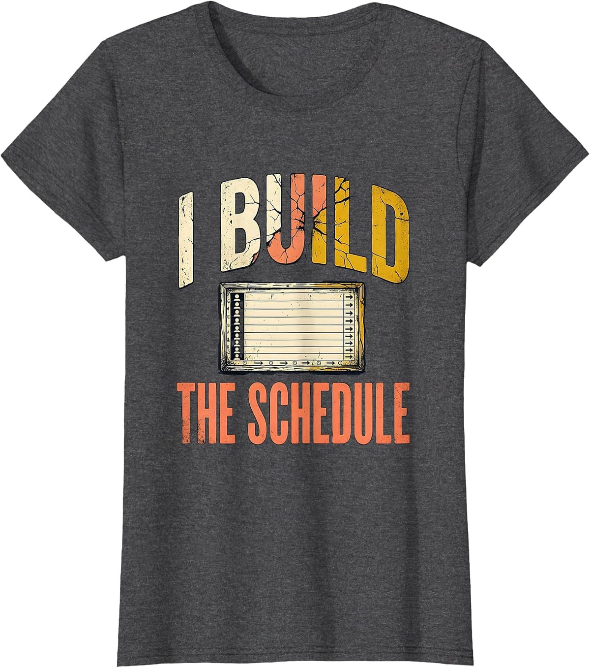 Women's I Build The Schedule Distressed Special Education Teacher T-Shirt - Dark Heather Grey