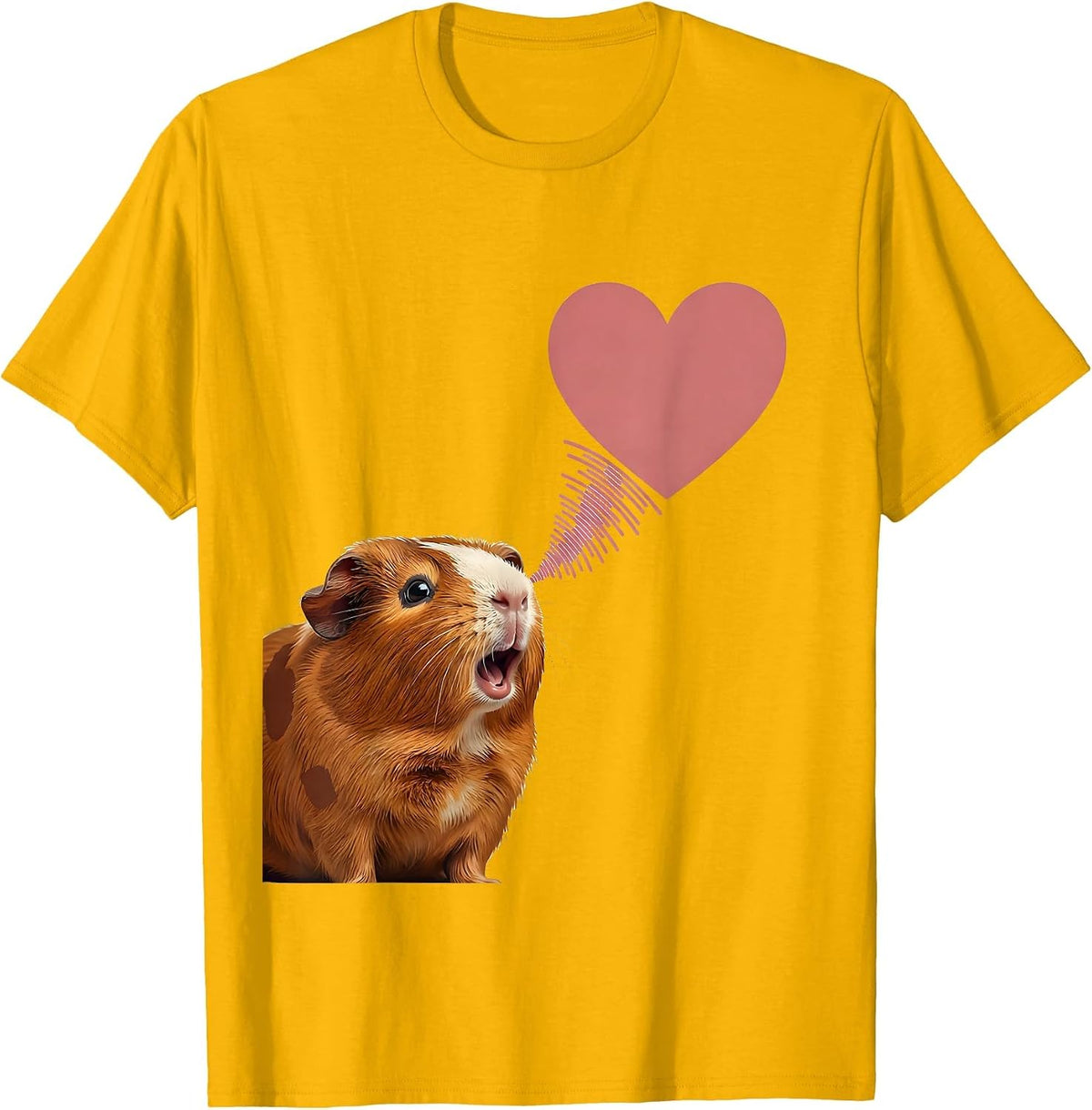 Heart Wheek Guinea Pig Funny Pet Lover Gift T-Shirt - Golden Yellow