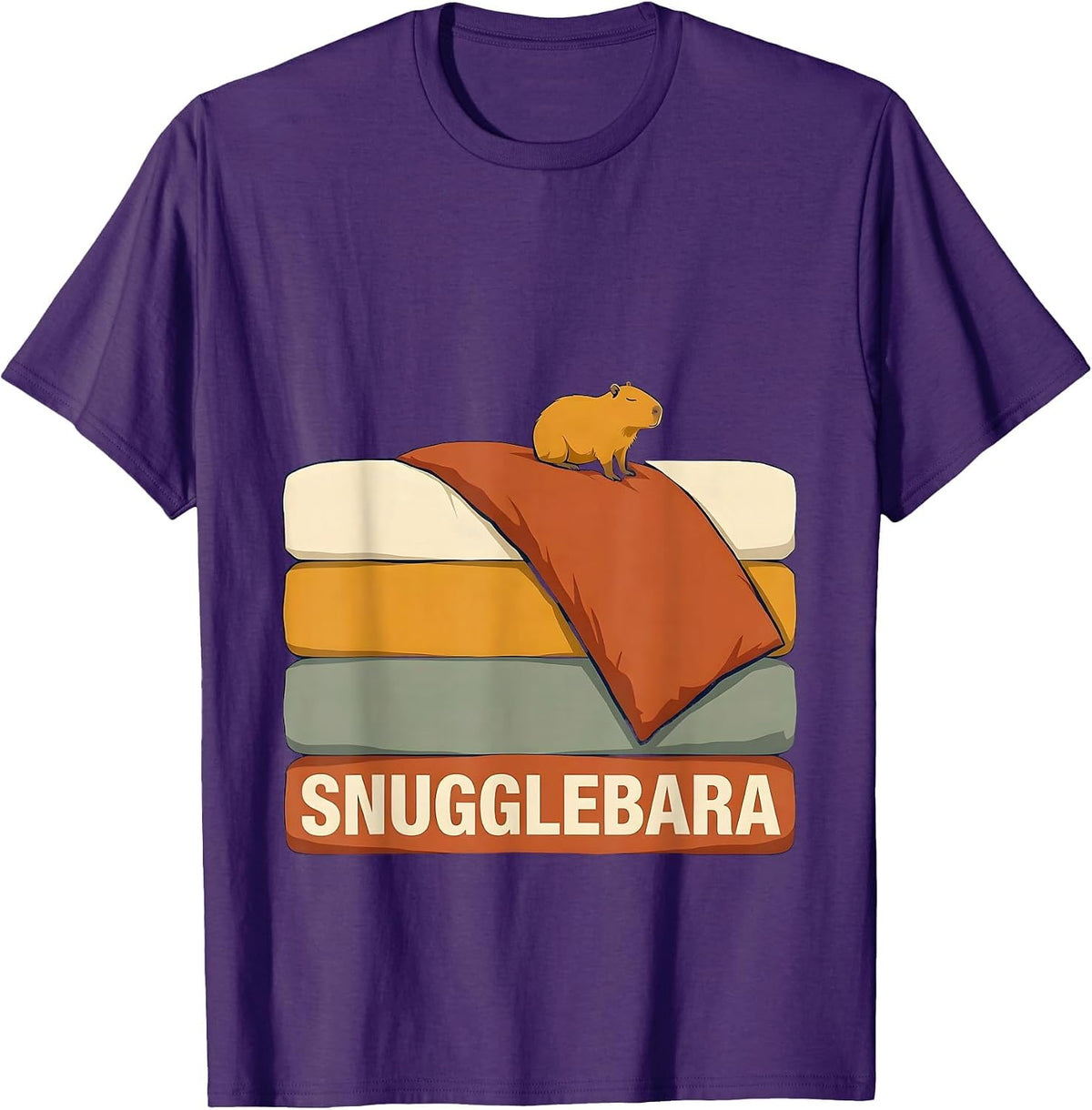Men's Snugglebara Cute Capybara Sleepy Pajama Humor T-Shirt - Purple