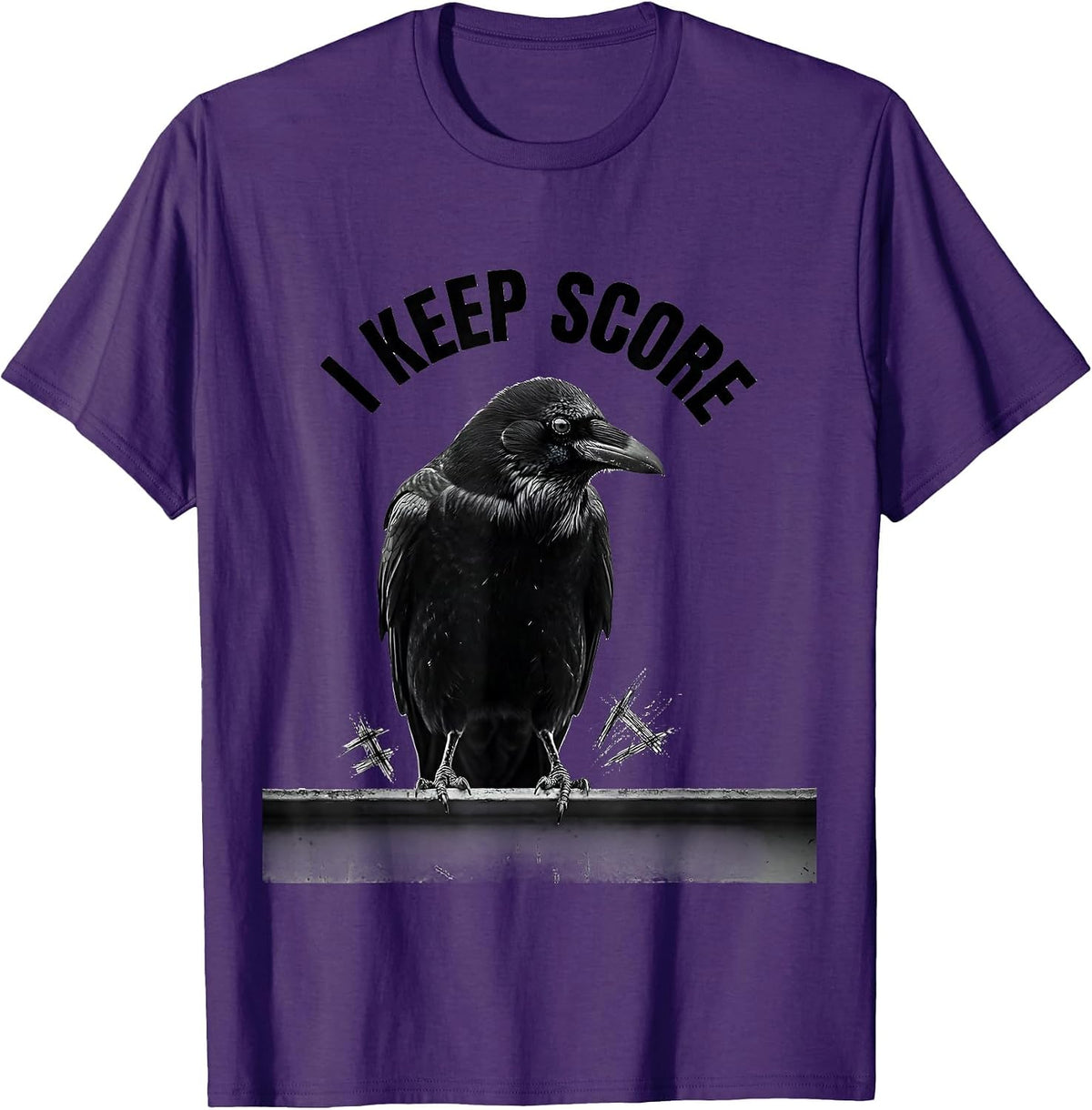 I Keep Score Dark Humor Crow Raven Gothic Halloween T-Shirt - Purple