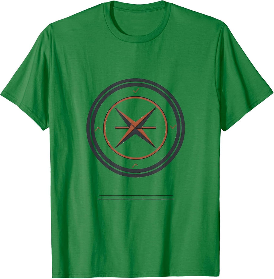 Men's Minimalist History Teacher Compass Seal Back to School T-Shirt - Kelly Green