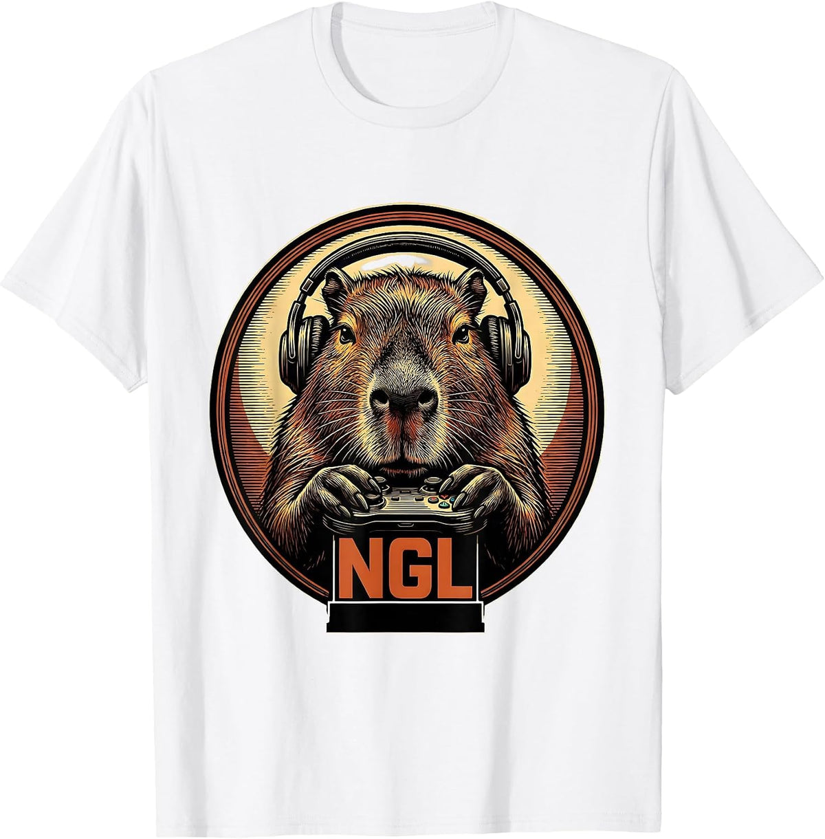 Men's Ngl Funny Capybara Gamer Meme Humor Video Games T-Shirt - White
