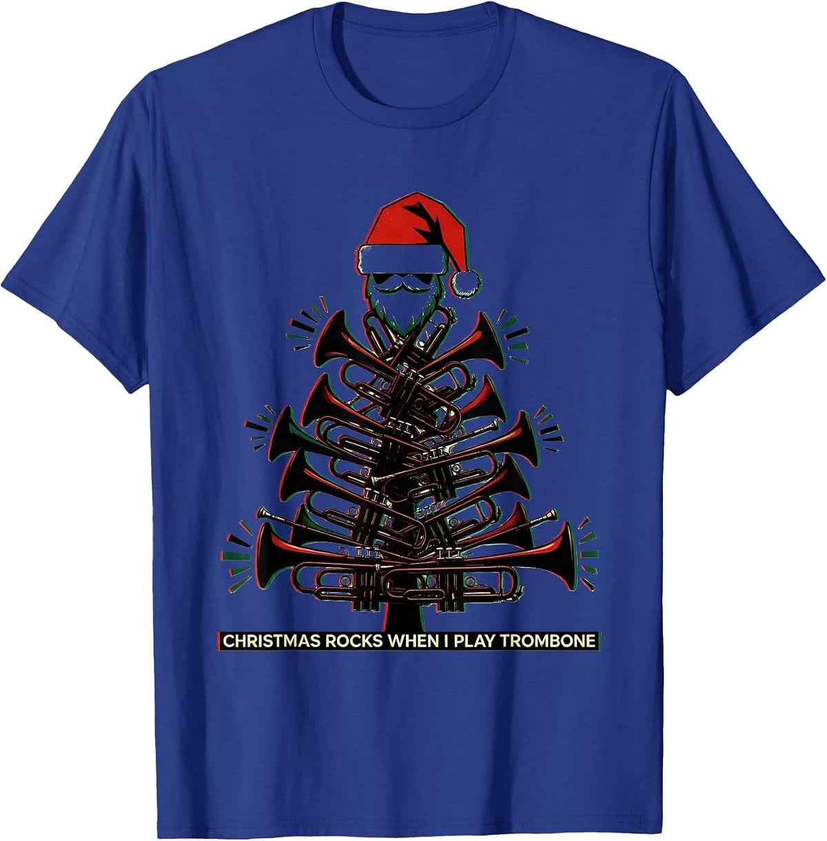 Christmas Rocks When I Play Trombone Funny Trombone Player T-Shirt - Royal Blue
