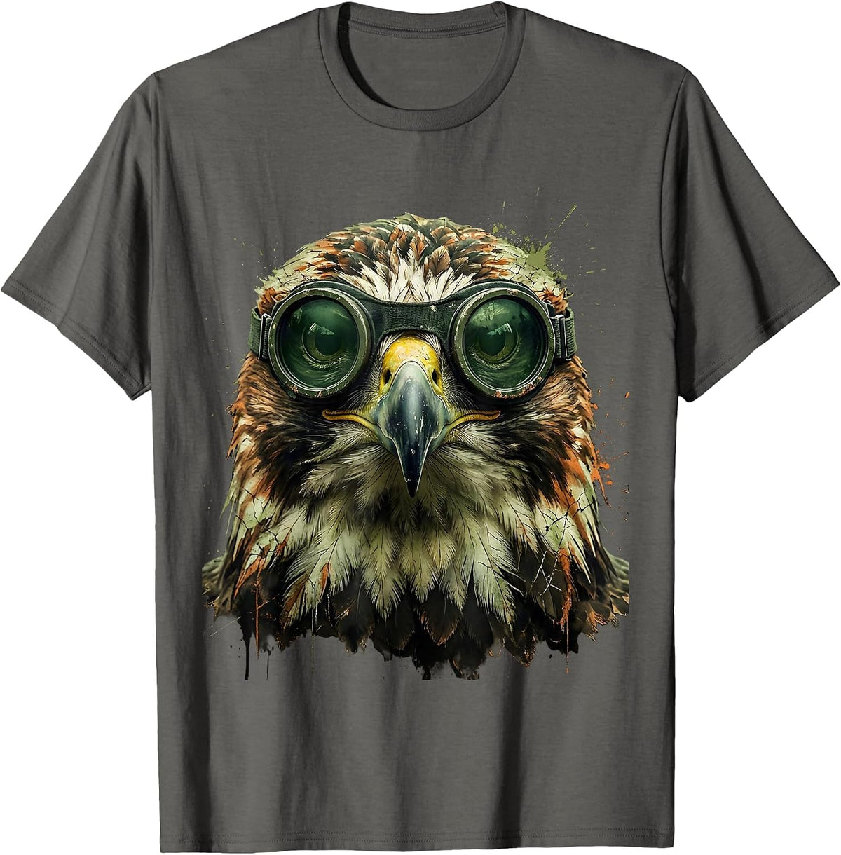 Men's Eagle Head Night Vision Goggles Military Art T-Shirt - Asphalt Grey