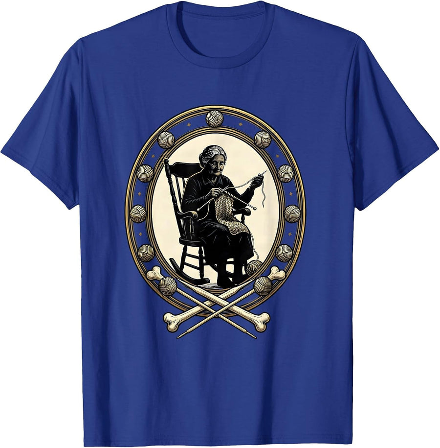 Nana Rocking Chair Knitting Grandma Gift T-Shirt - Royal Blue