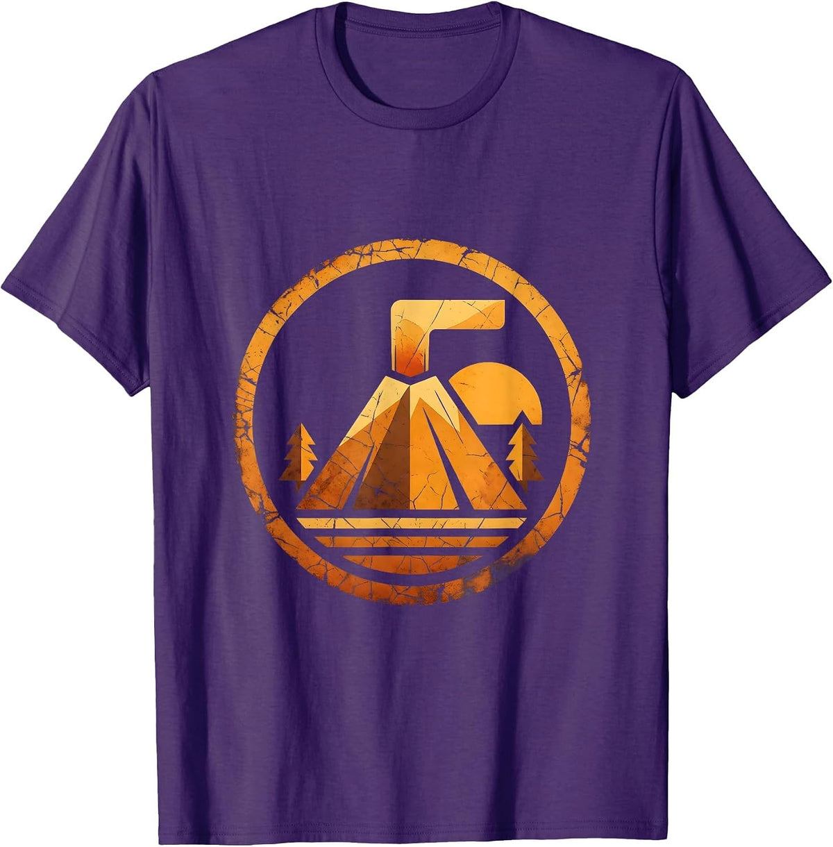Nicaragua Erupting Volcano Glowing Lava Flow Graphic T-Shirt - Purple