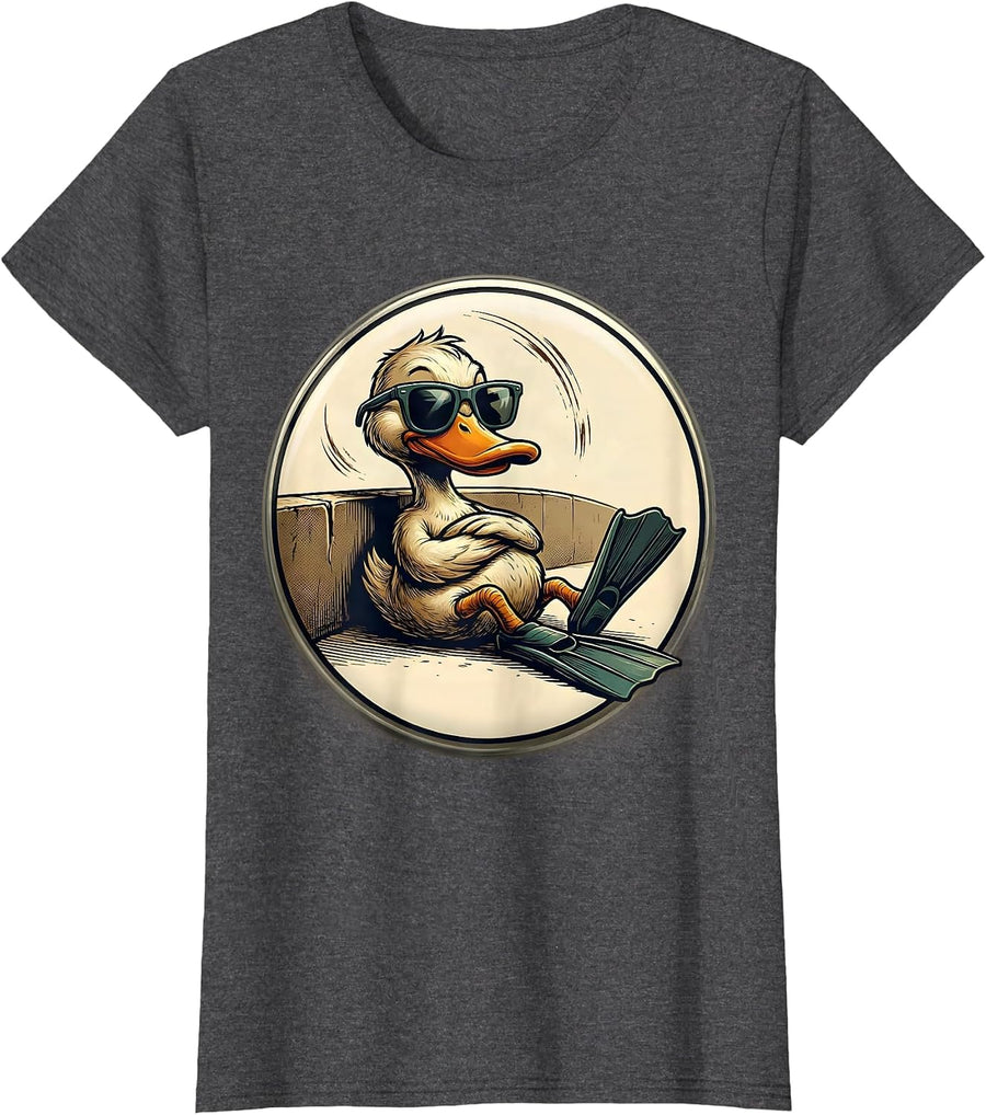 Women's Duck Sunglasses Humor Novelty Gift T-Shirt - Dark Heather Grey