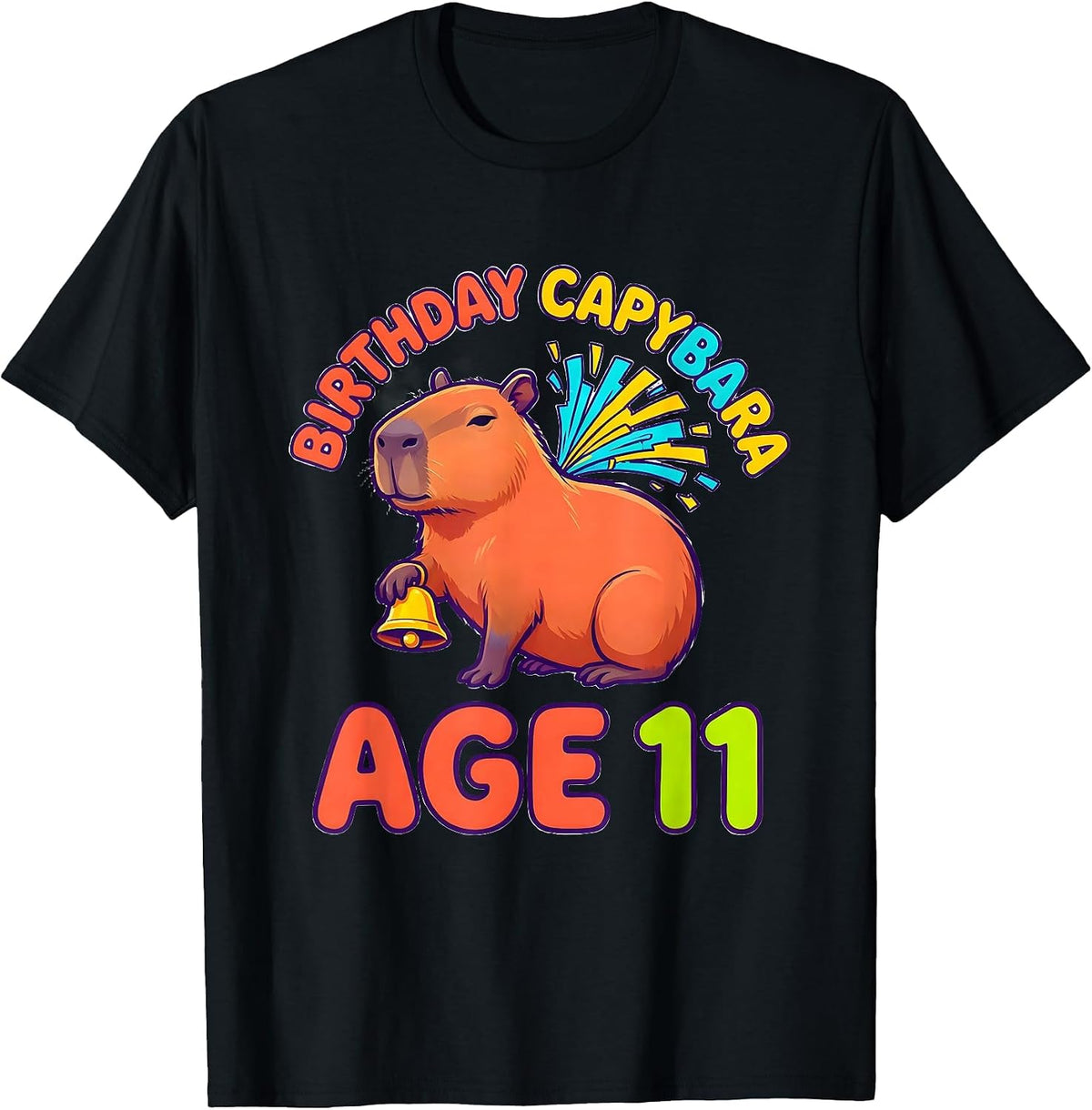 Men's Birthday Capybara Age 11 Funny Animal Lover Party T-Shirt - Black