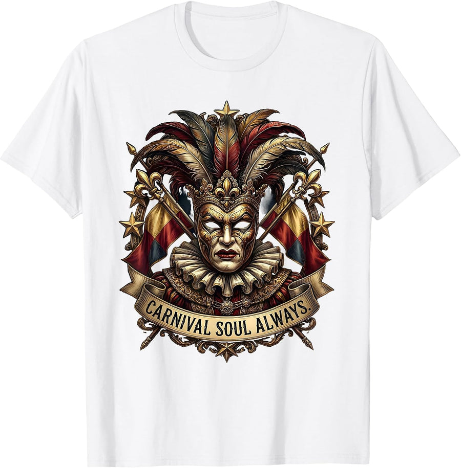 Men's Carnival Soul Always Mardi Gras Festive Design T-Shirt - White