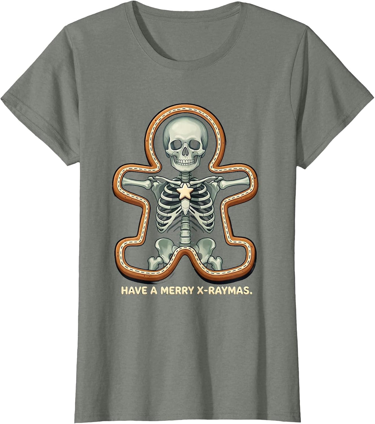 Have A Merry X-Raymas Cartoon Radiology Tech Christmas T-Shirt - Olive Heather