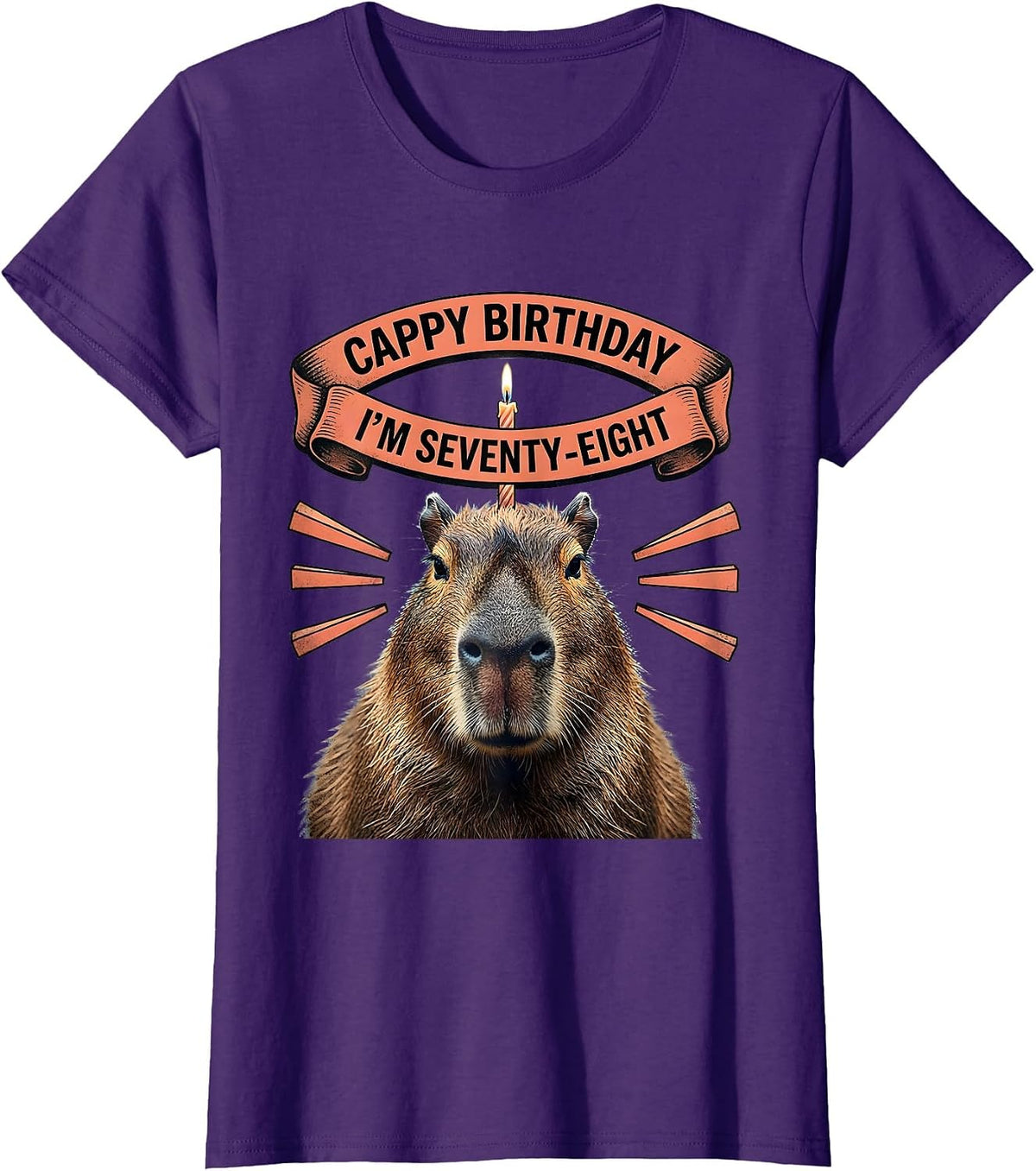 Women's Cappy Birthday I'm Seventy-Eight Funny Capybara Birthday T-Shirt - Purple