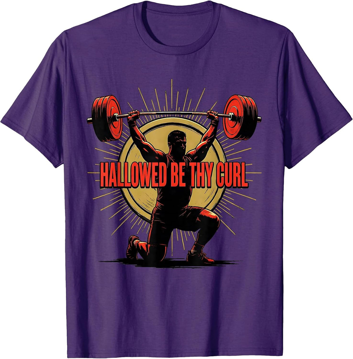 Hallowed Be Thy Curl Funny Christian Gym Weightlifter T-Shirt - Purple