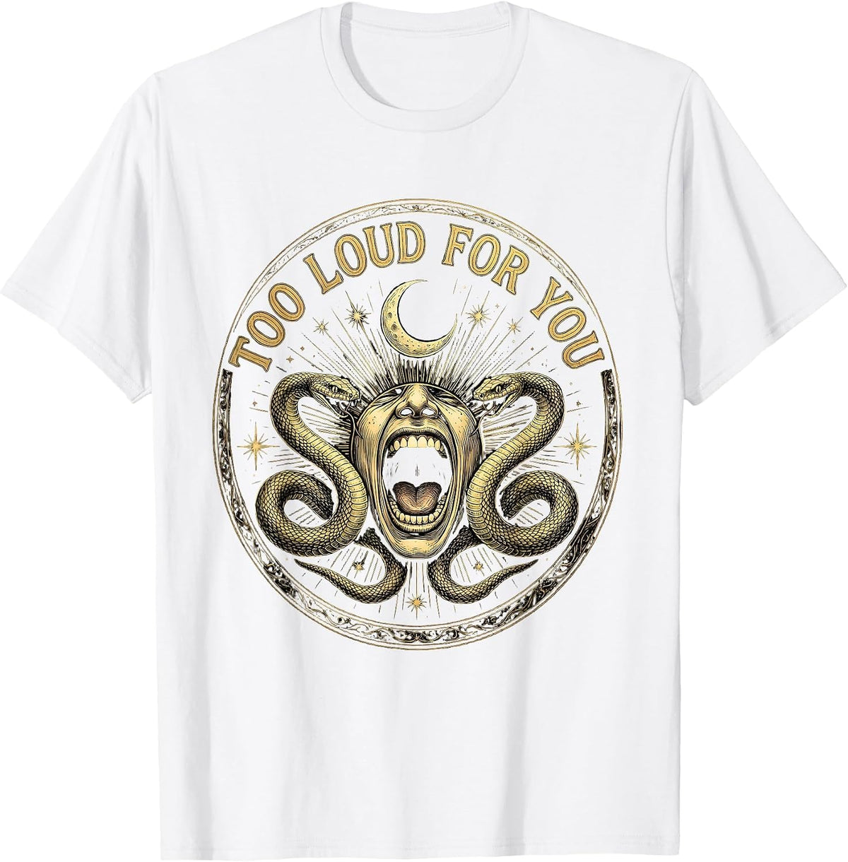 Men's Too Loud For You Bold Rock Music Design T-Shirt - White
