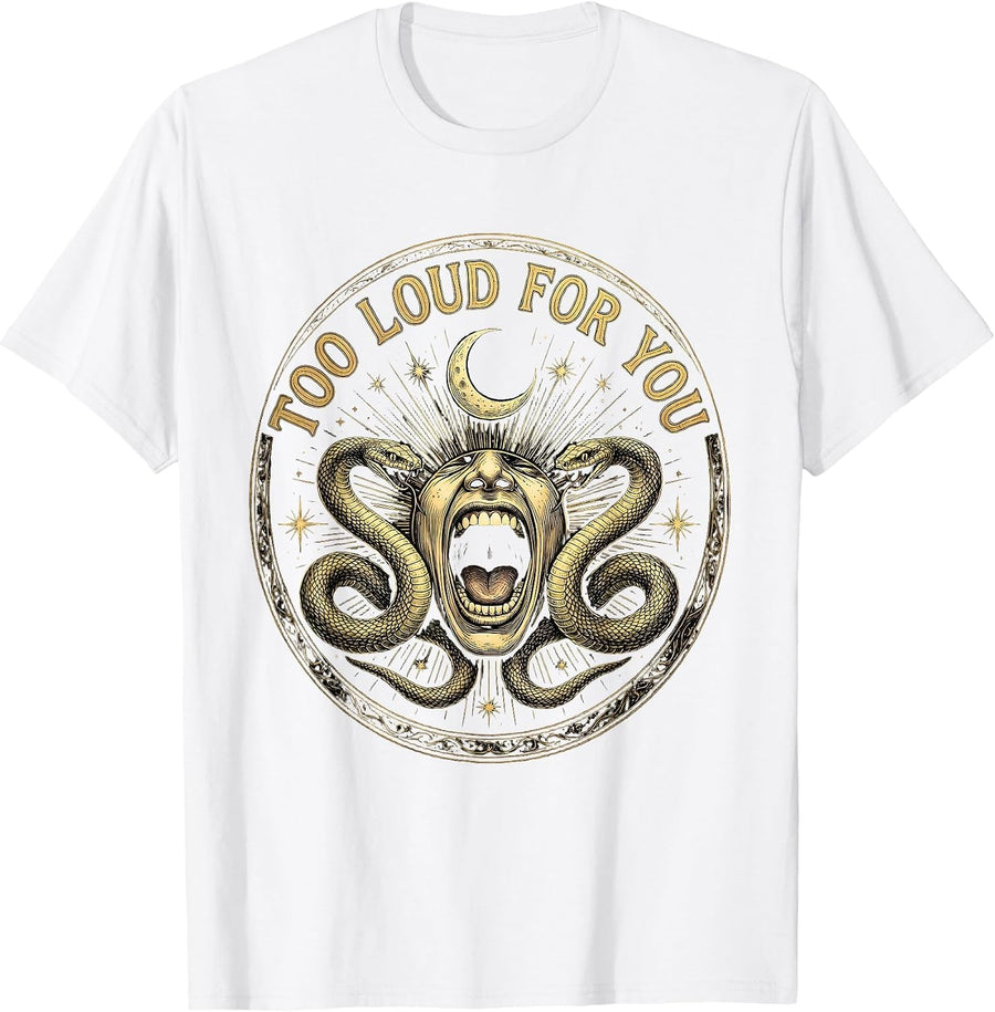 Men's Too Loud For You Bold Rock Music Design T-Shirt - White