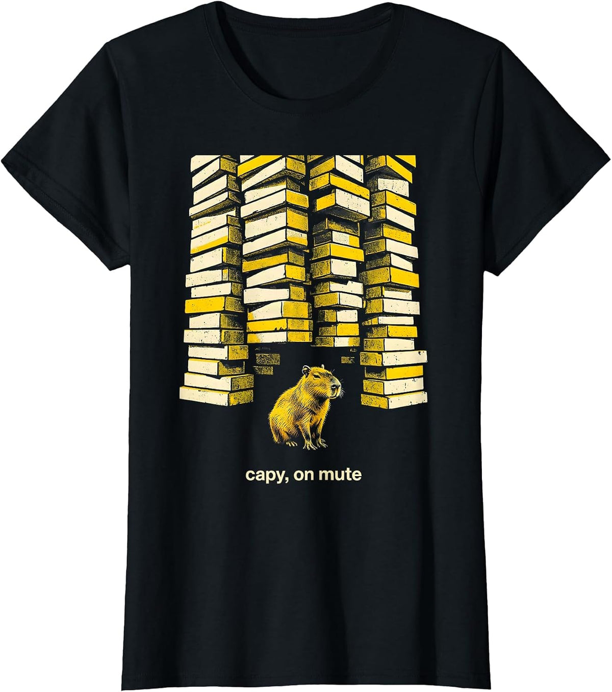 capy on mute Funny Capybara Meme Animal Humor T-Shirt - Black