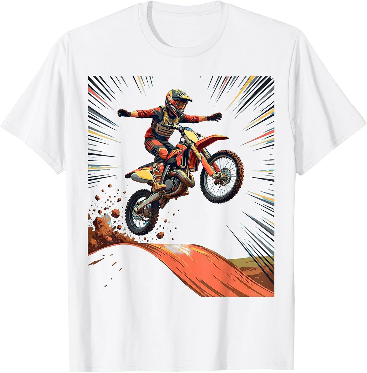 Men's 8th Birthday Dirt Bike Mid-Air Jump Graphic T-Shirt - White