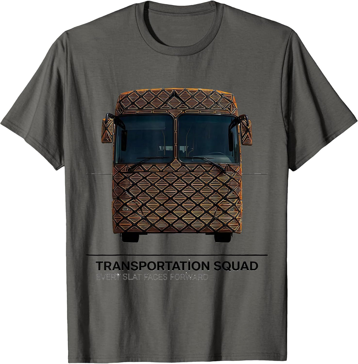 Men's Transportation Squad, Every Slat Faces Forward School Bus T-Shirt - Asphalt Grey