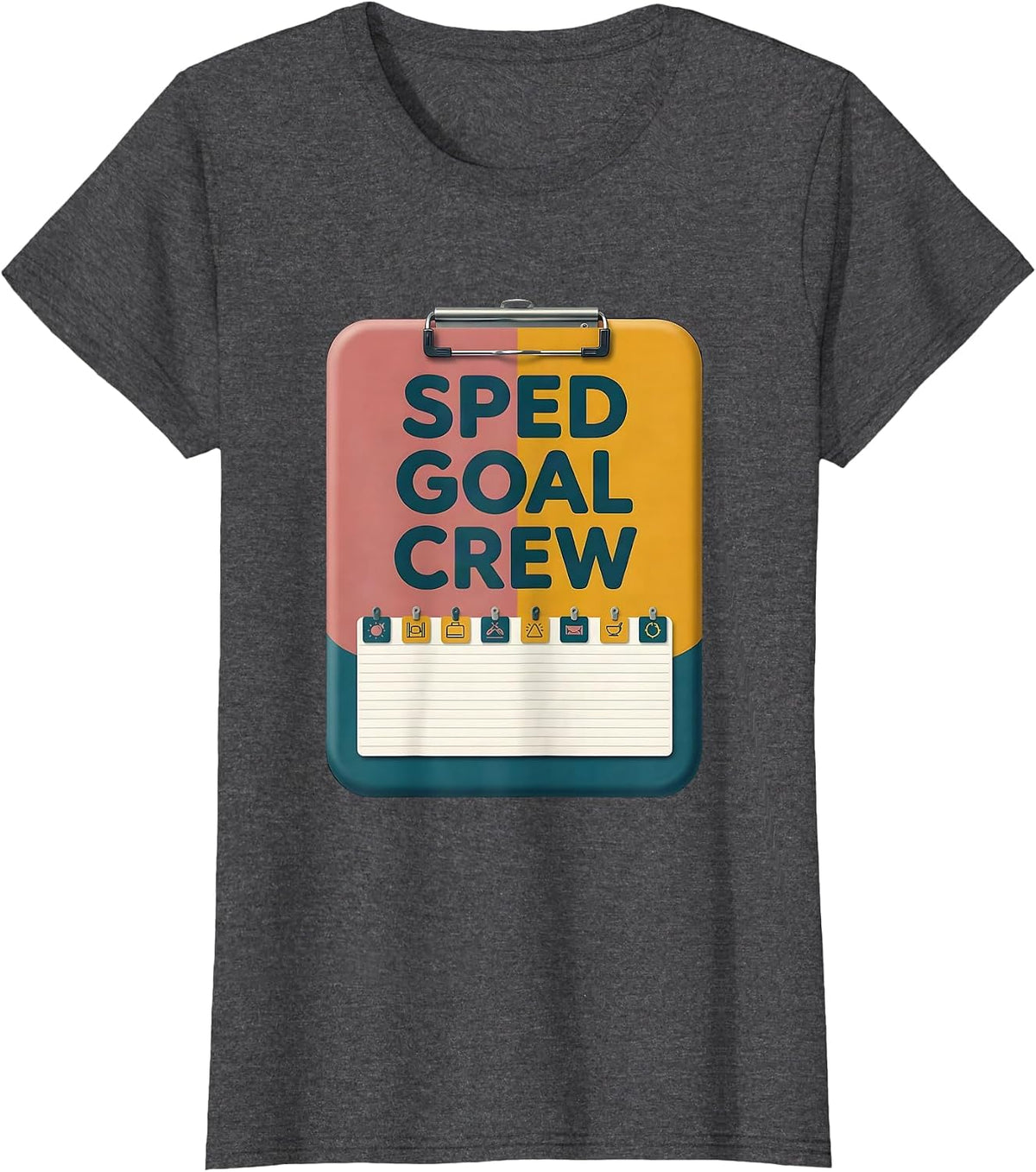 Women's SPED Goal Crew Special Education Teacher Aide Squad Pride T-Shirt - Dark Heather Grey