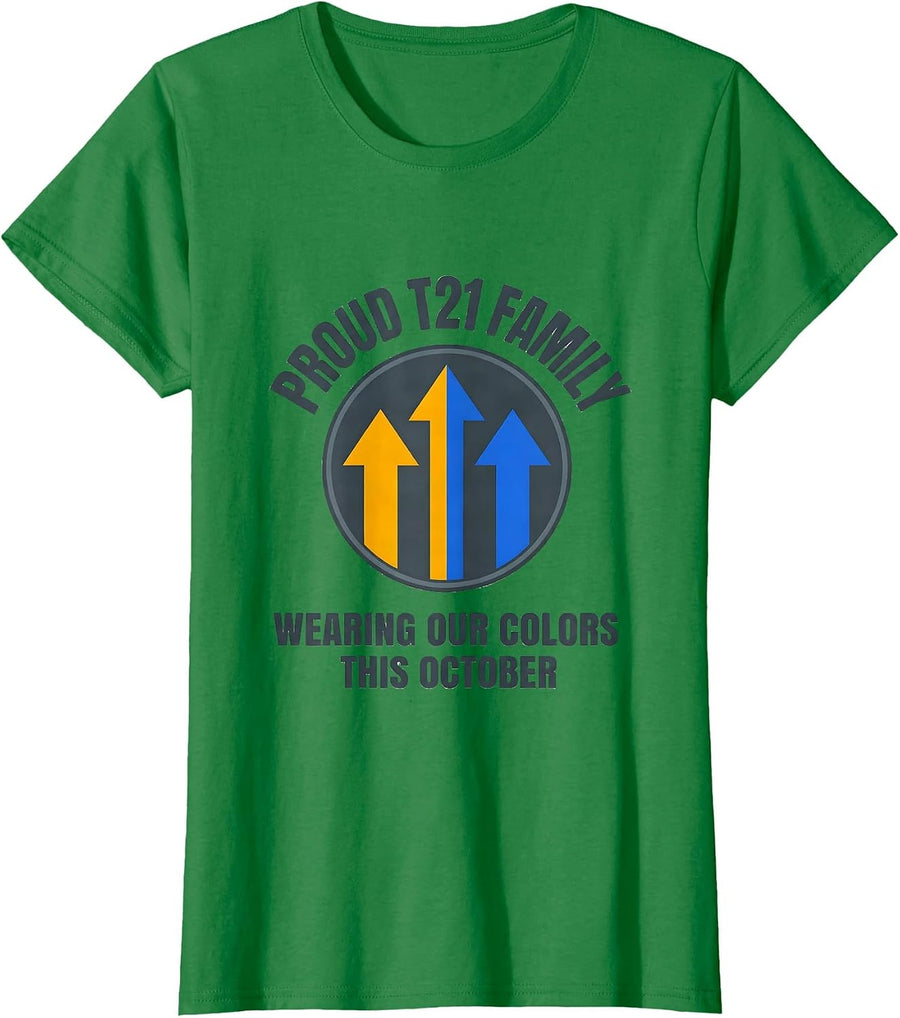 Women's Proud T21 Family, Wearing Our Colors This October Family T-Shirt - Kelly Green