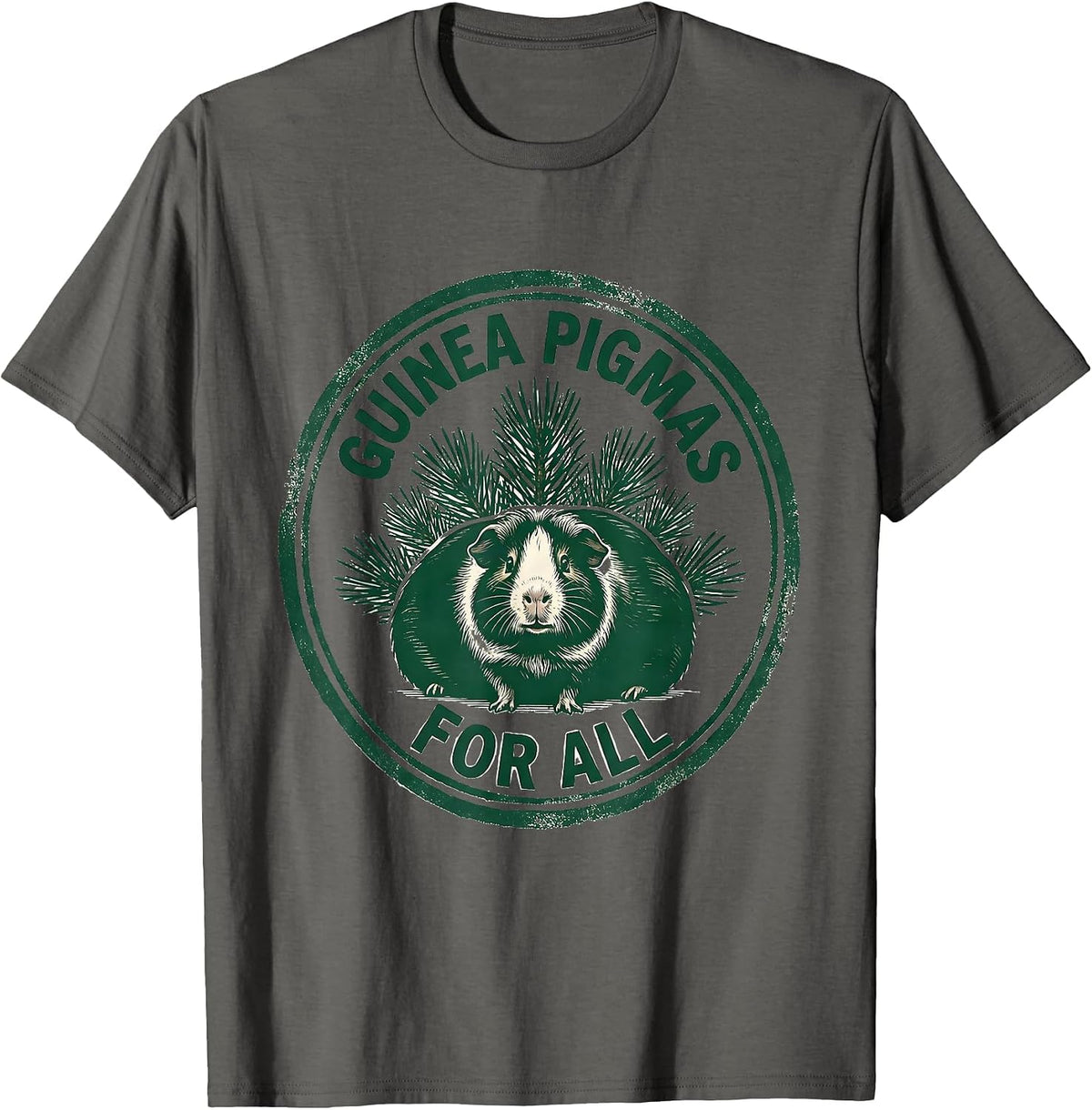 Men's Guinea Pigmas For All Funny Guinea Pig Christmas Rubber T-Shirt - Asphalt Grey