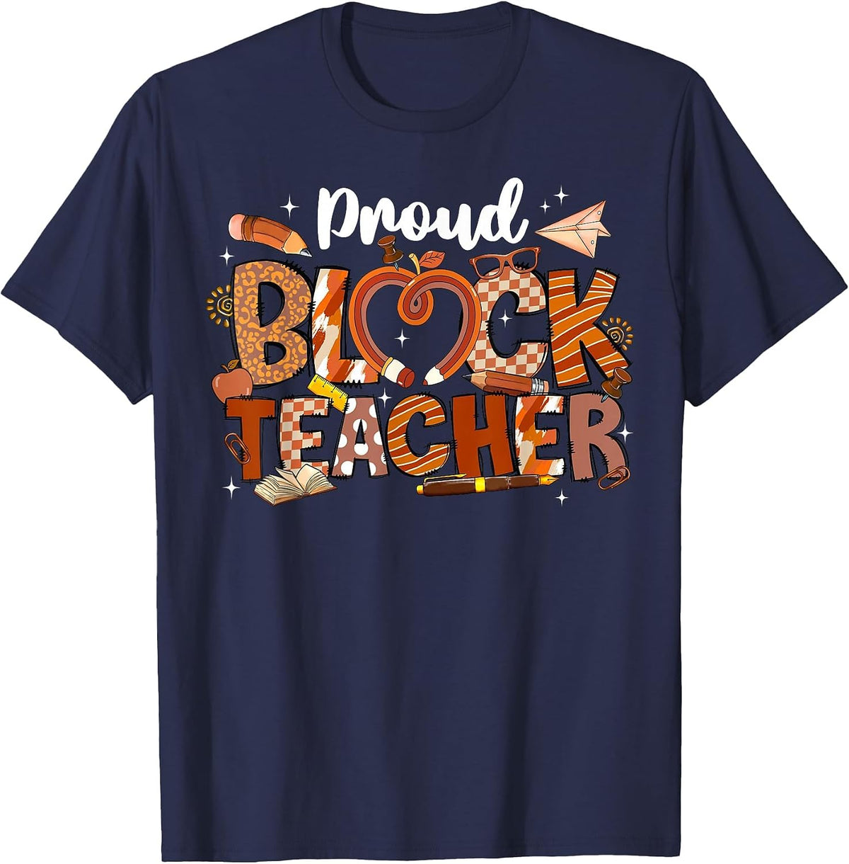 Proud Black Teacher Black History Month Juneteenth Men Women T-Shirt - Navy Blue