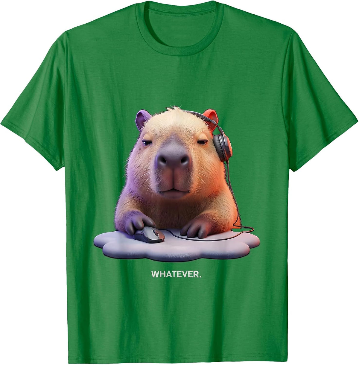 Men's Whatever Cute Kawaii Capybara Gamer Meme Humor T-Shirt - Kelly Green