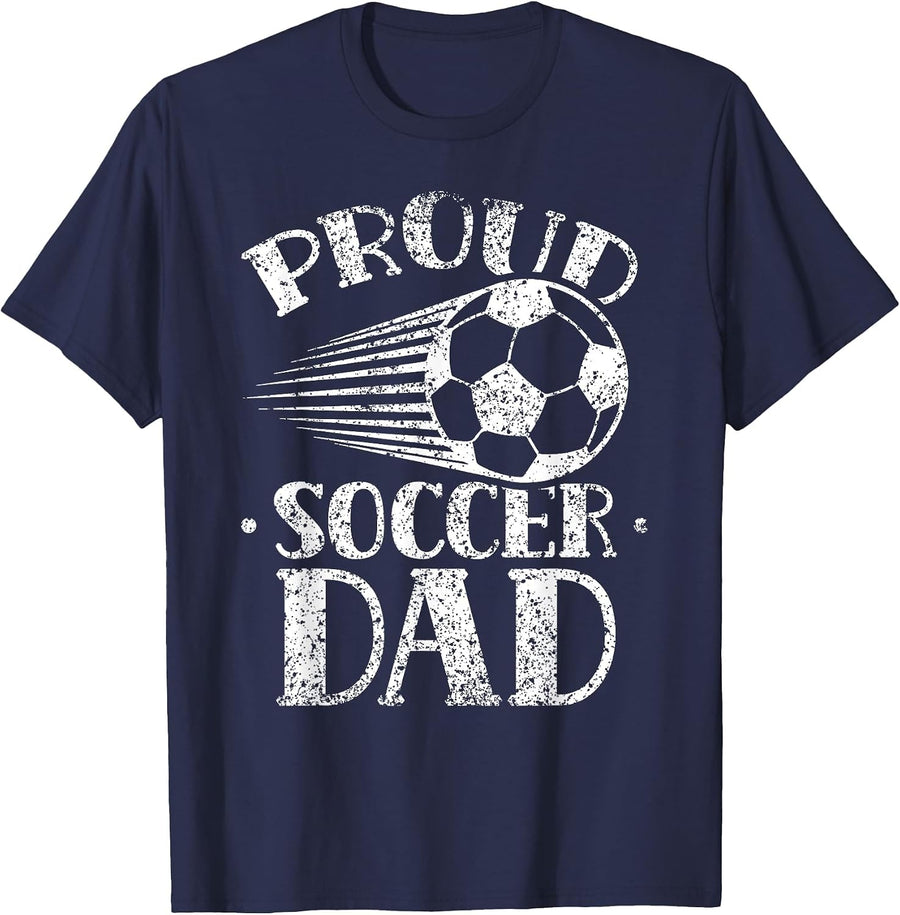 Proud Soccer Dad Player Father Daddy Papa Father's Day T-Shirt - Navy Blue