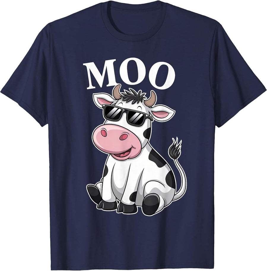 Moo Cow - Funny Farmer Cow for Men Women Kids Boys and Girls T-Shirt - Navy Blue
