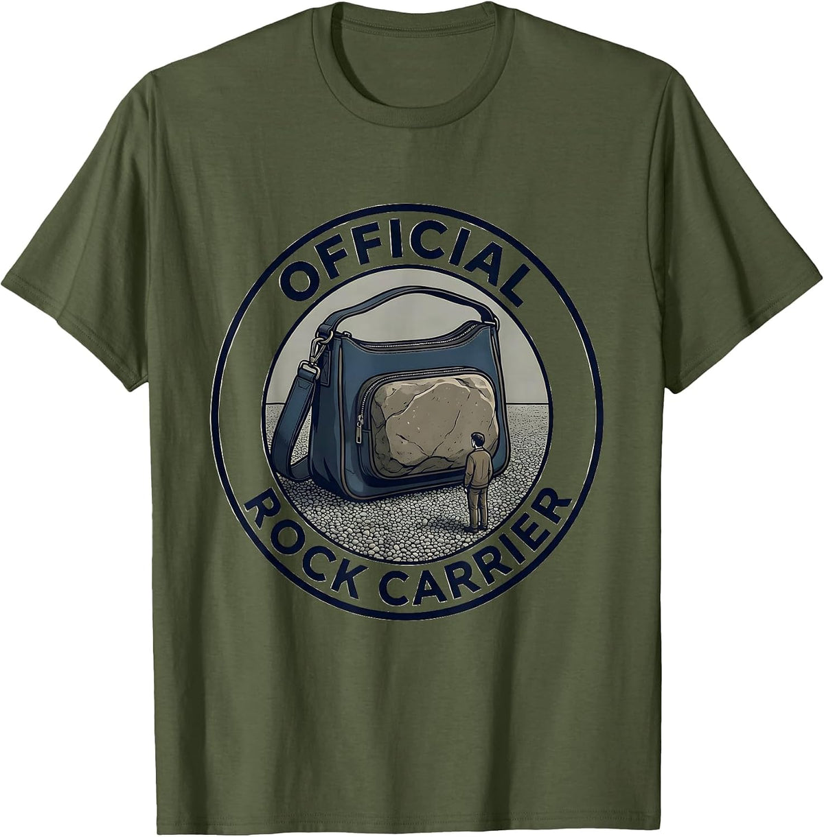 Official Rock Carrier Funny Rock Collector Geology Humor T-Shirt - Olive Green