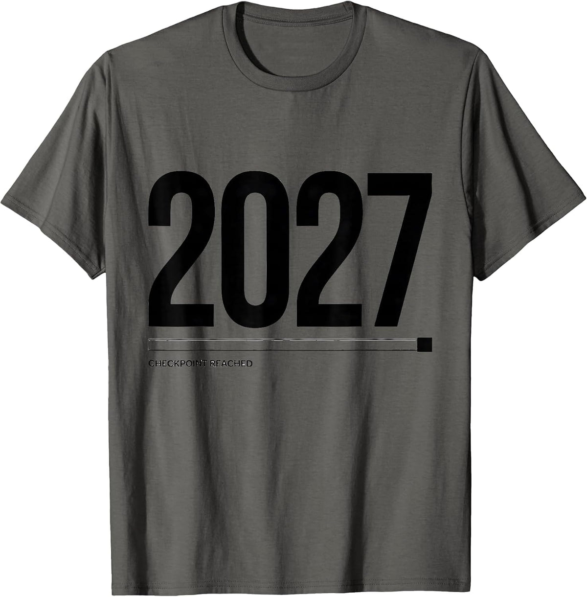 Men's Checkpoint 2027 Reached Funny Gamer New Year Level Up Party T-Shirt - Asphalt Grey