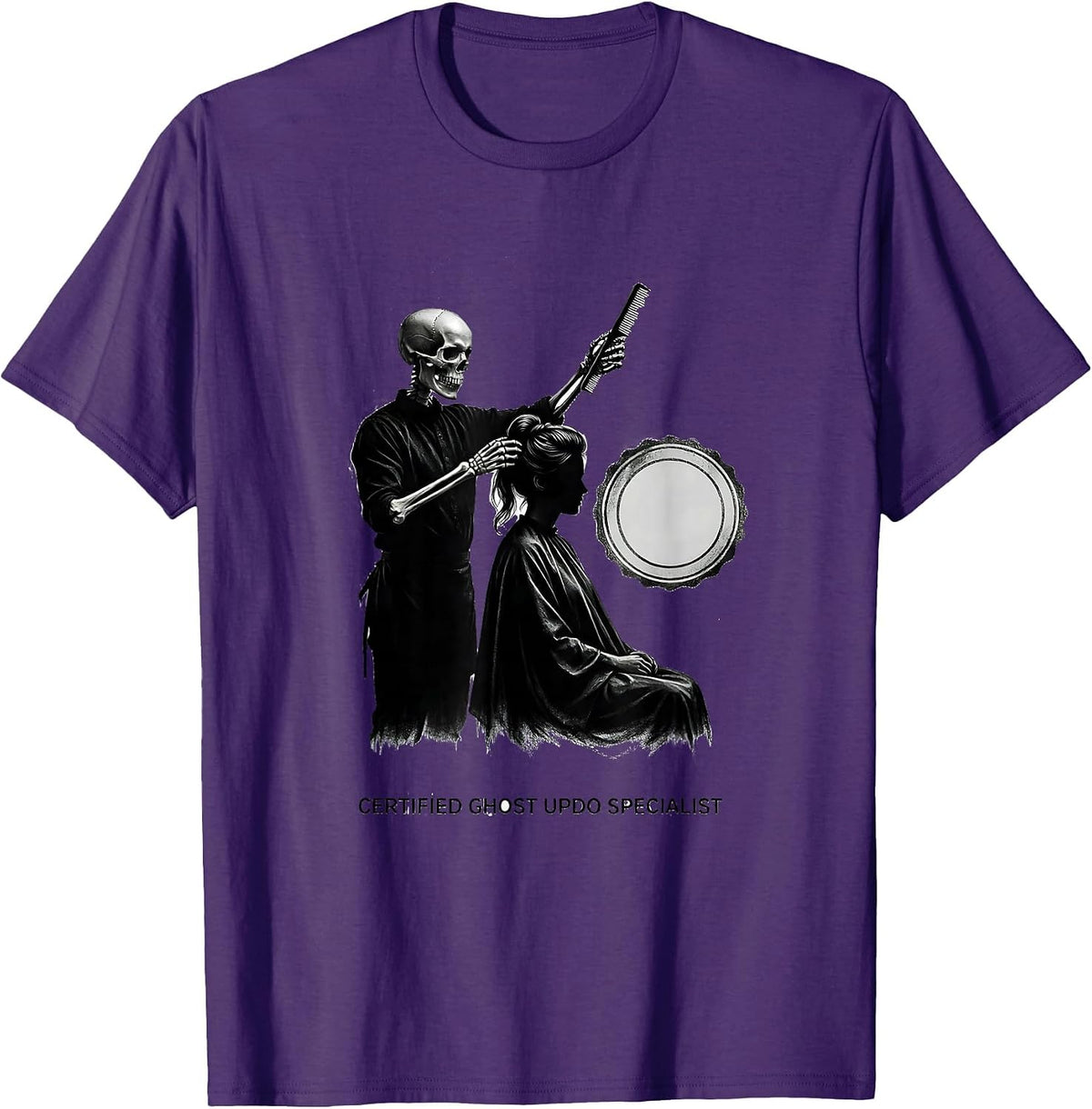 Men's Certified Ghost Updo Specialist Minimalist Skeleton T-Shirt - Purple