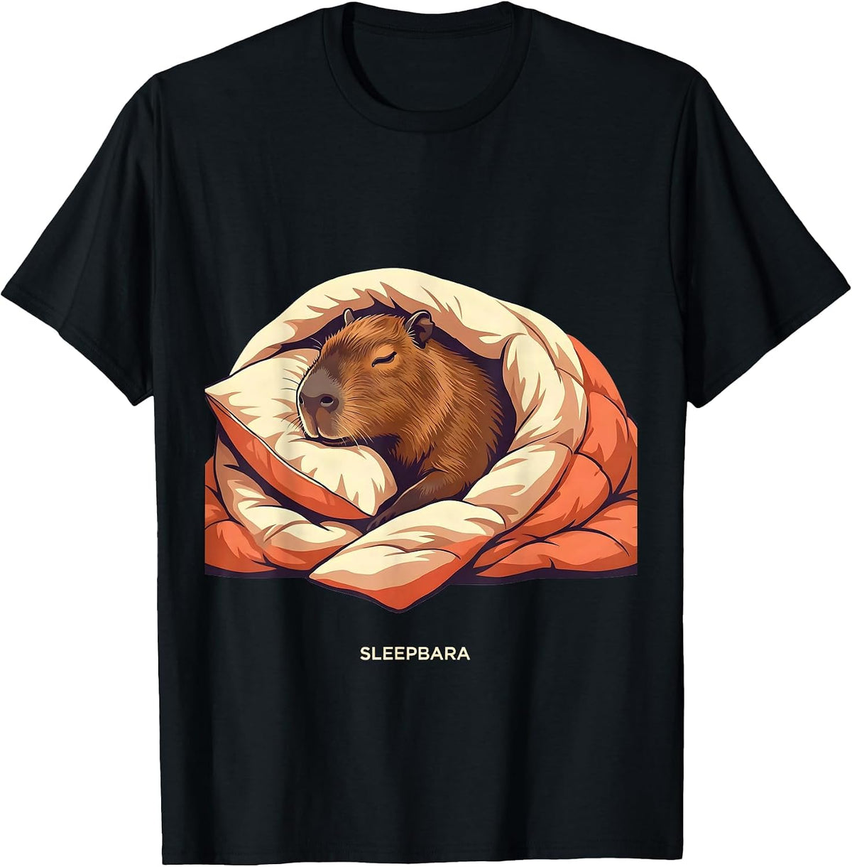 Men's Sleepbara Cute Capybara Pajama Pun Novelty Sleepwear T-Shirt - Black