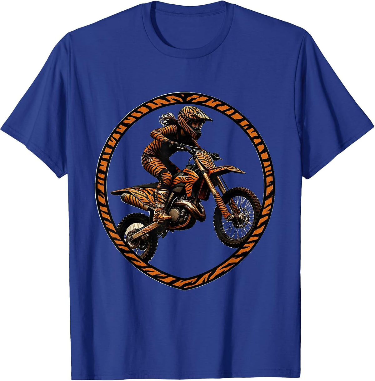 Camo Girl Dirt Bike Rider Graphic Tee T-Shirt - Royal Blue