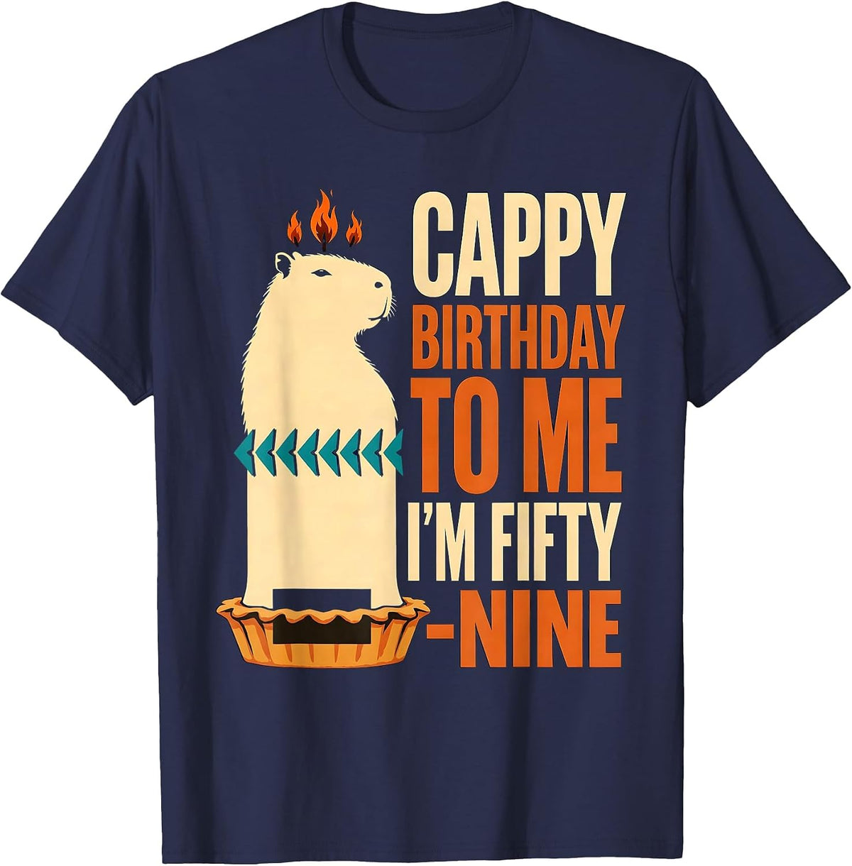 Men's Cappy Birthday To Me I'm Fifty-Nine Cute Kawaii Capybara T-Shirt - Navy Blue