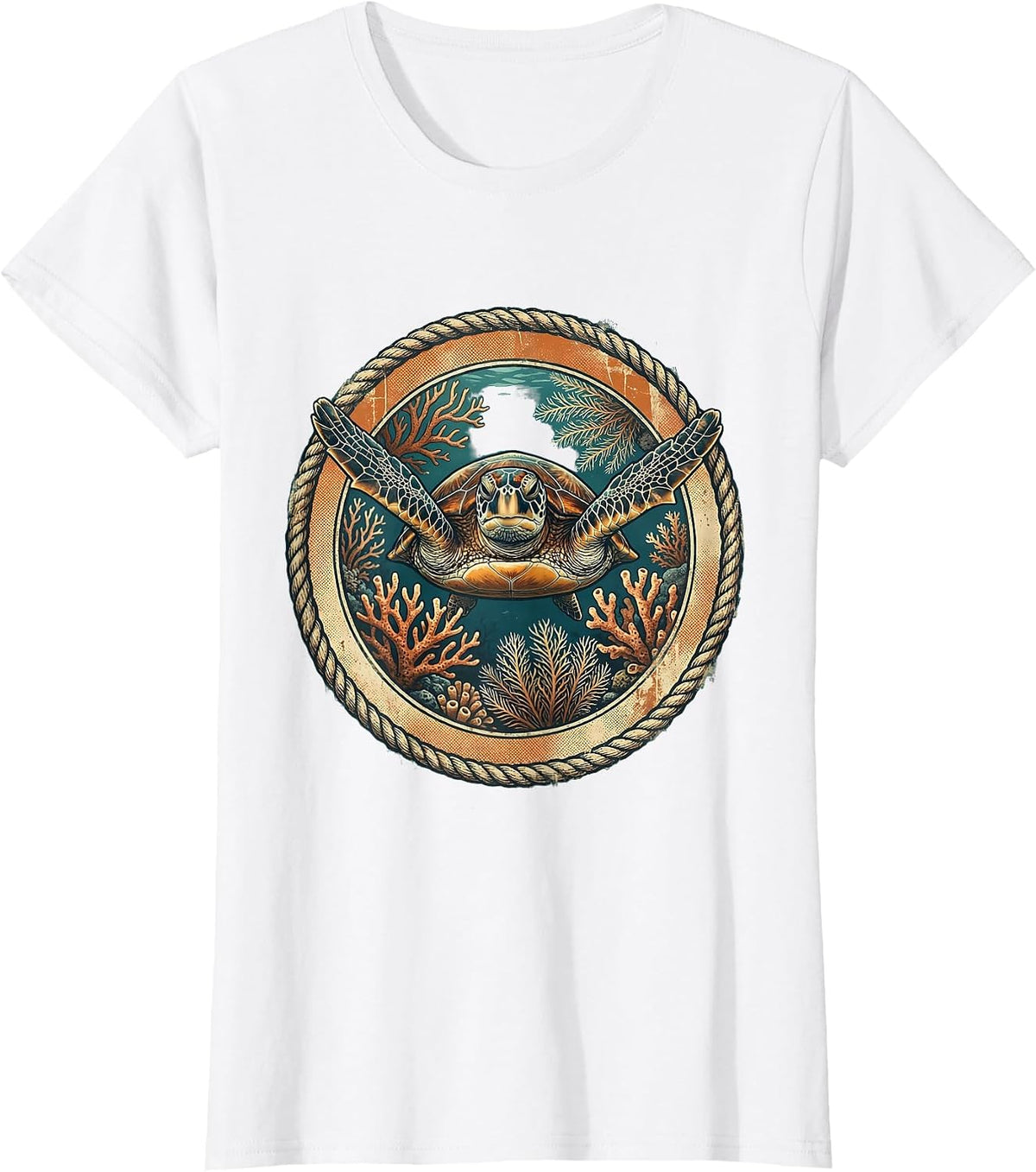 Dominican Sea Turtle Coral Reef Graphic T-Shirt - White