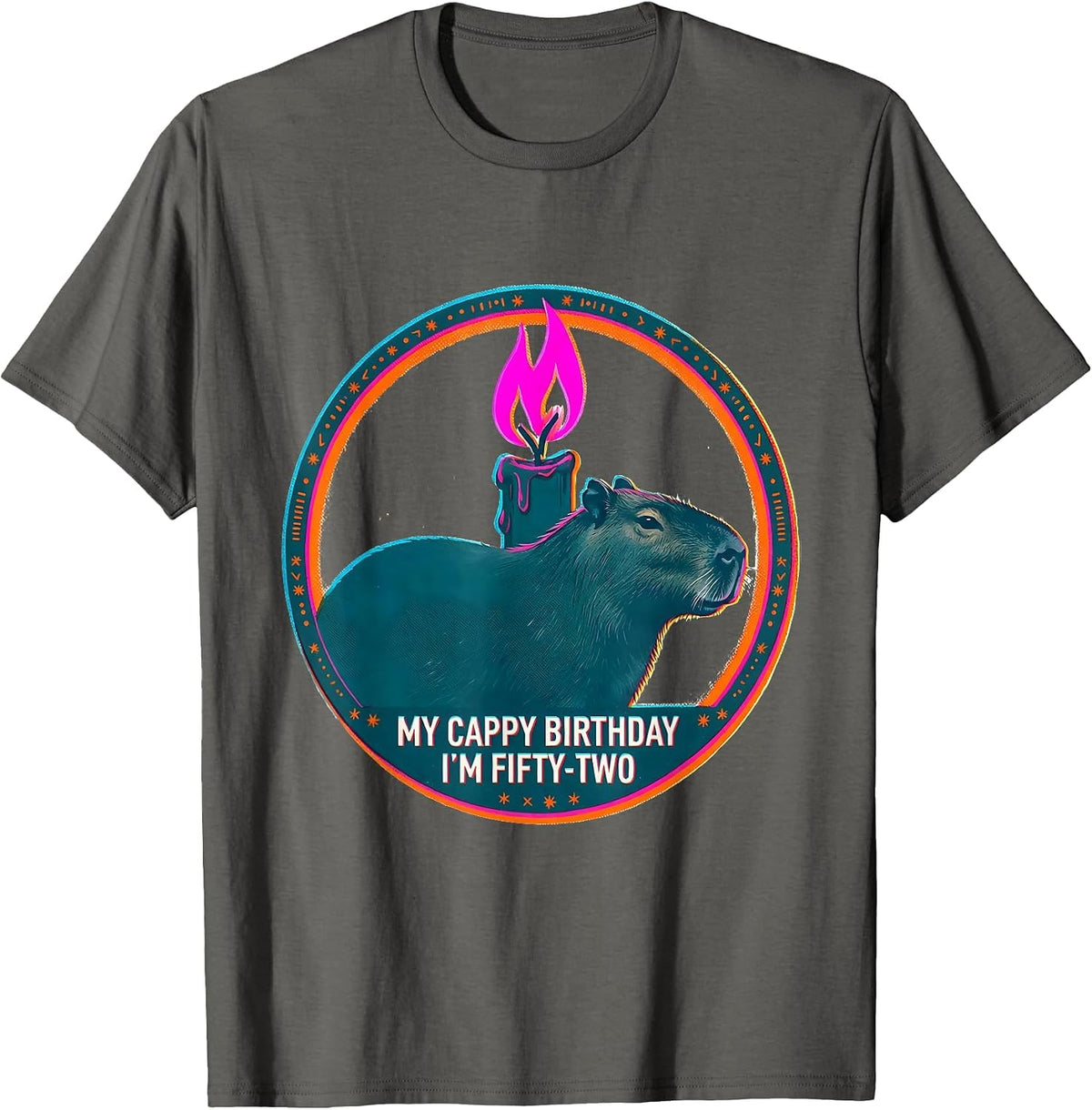 Men's My Cappy Birthday I'm Fifty-Two Cute Kawaii Capybara T-Shirt - Asphalt Grey