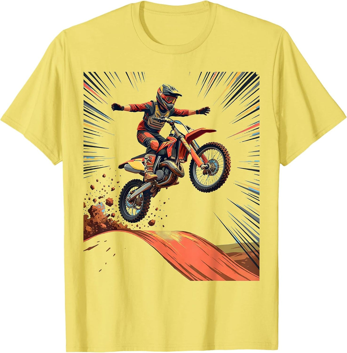 Men's 8th Birthday Dirt Bike Mid-Air Jump Graphic T-Shirt - Lemon Yellow