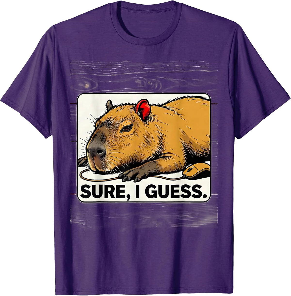 Men's SURE, I GUESS Funny Capybara Gamer Meme Humor T-Shirt - Purple