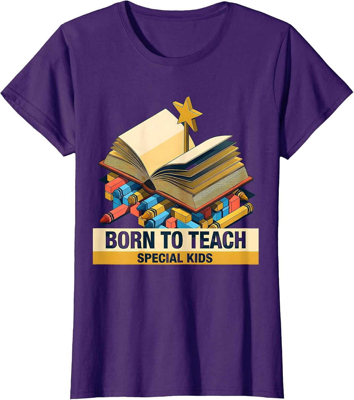 Women's Born to Teach Special Kids Special Education Design T-Shirt - Purple