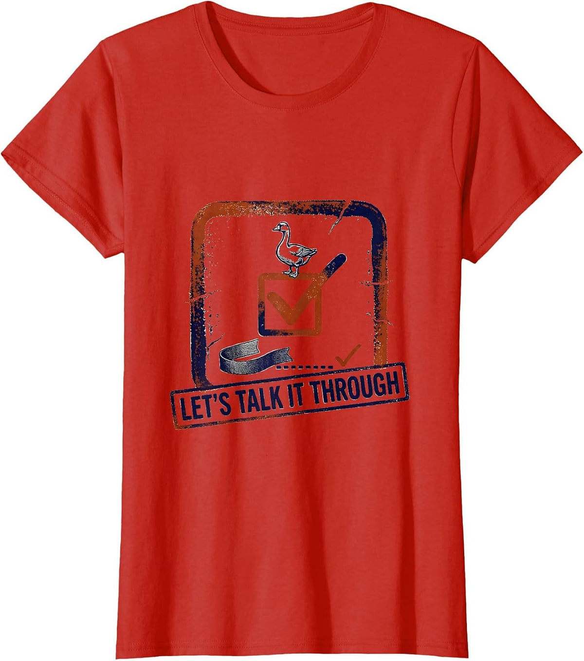 Women's Let's Talk It Through Funny Goose ABA Therapist Therapy T-Shirt - Red
