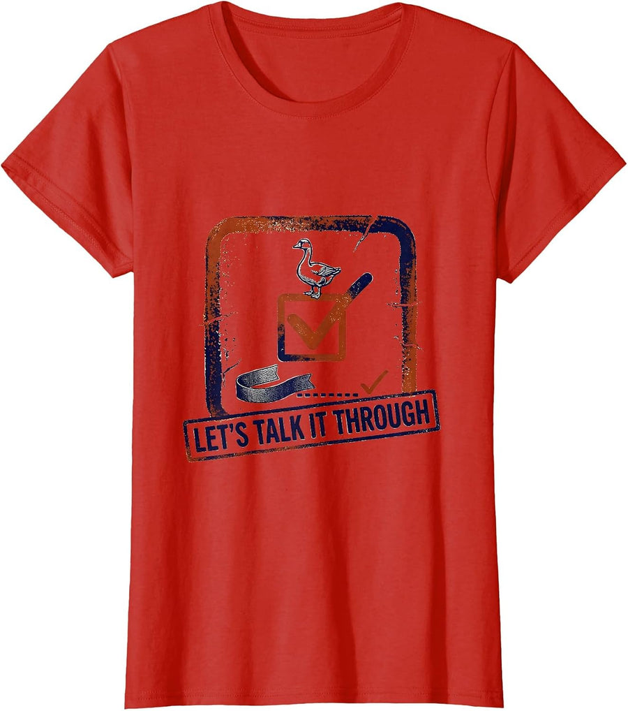 Women's Let's Talk It Through Funny Goose ABA Therapist Therapy T-Shirt - Red