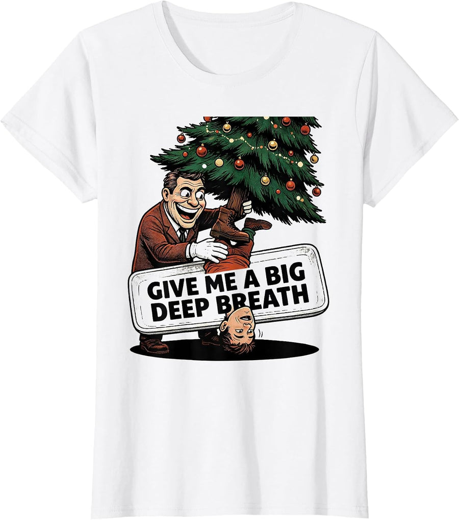 Women's Give Me A Big Deep Breath Retro Cartoon Physical Therapist T-Shirt - White