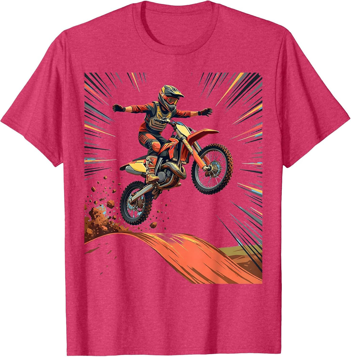 Men's 8th Birthday Dirt Bike Mid-Air Jump Graphic T-Shirt - Red Heather