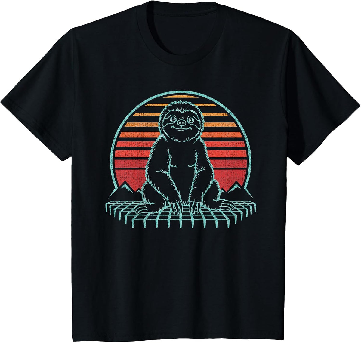 Sloth Lover Animal Retro Vintage 80s T-Shirt - Black