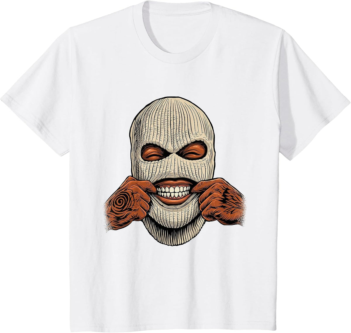 Gangster Ski Mask - 80s 90s Old School Hip Hop T-Shirt - White