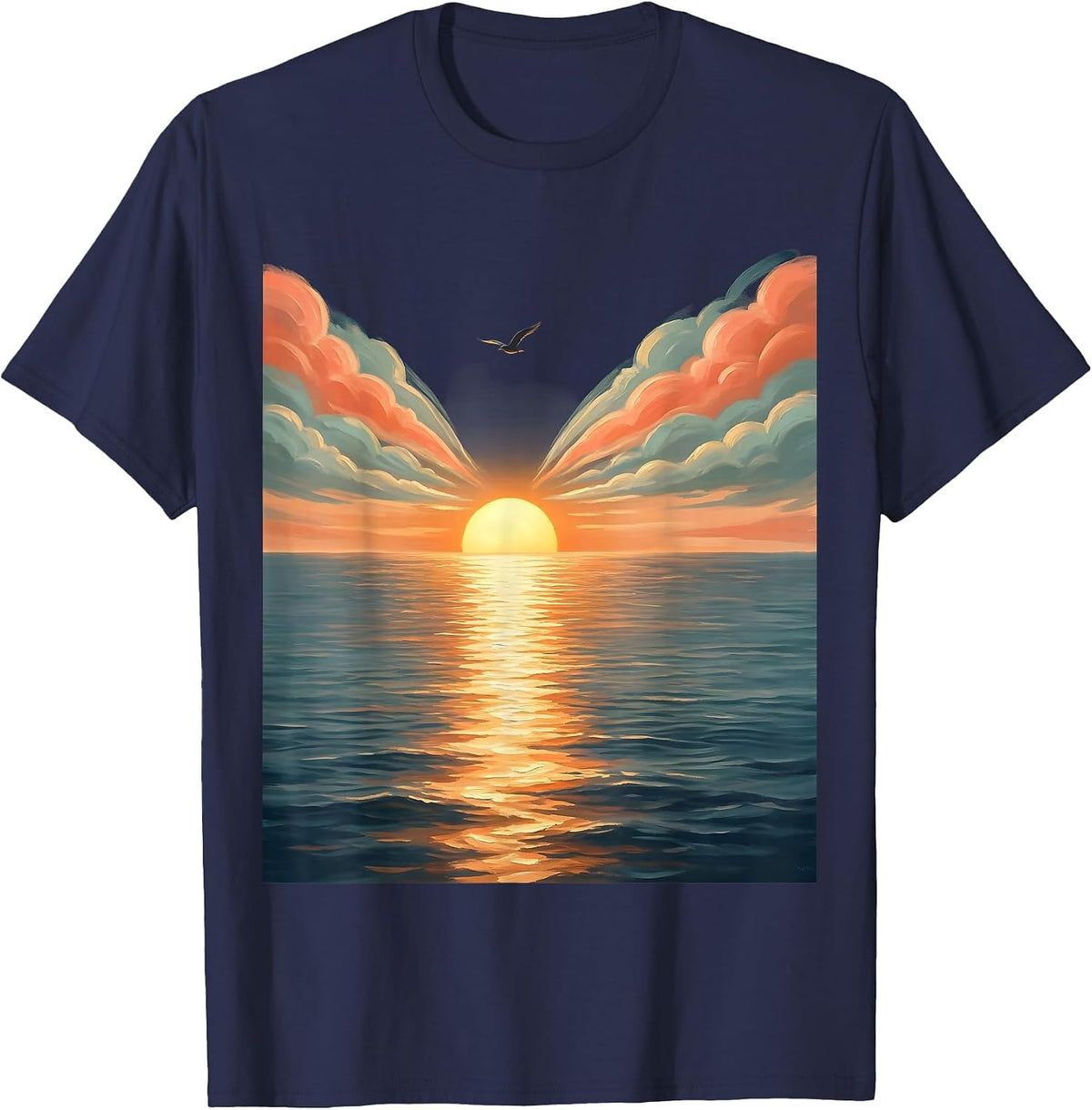 Sunrise Over Ocean Suicide Prevention Awareness T-Shirt - Navy Blue