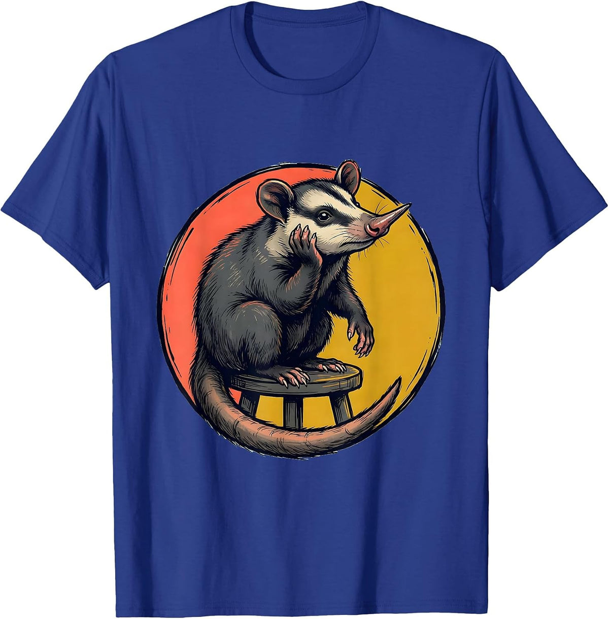 Men's Sealed Opossum Marker Outline Funny Animal Meme T-Shirt - Royal Blue