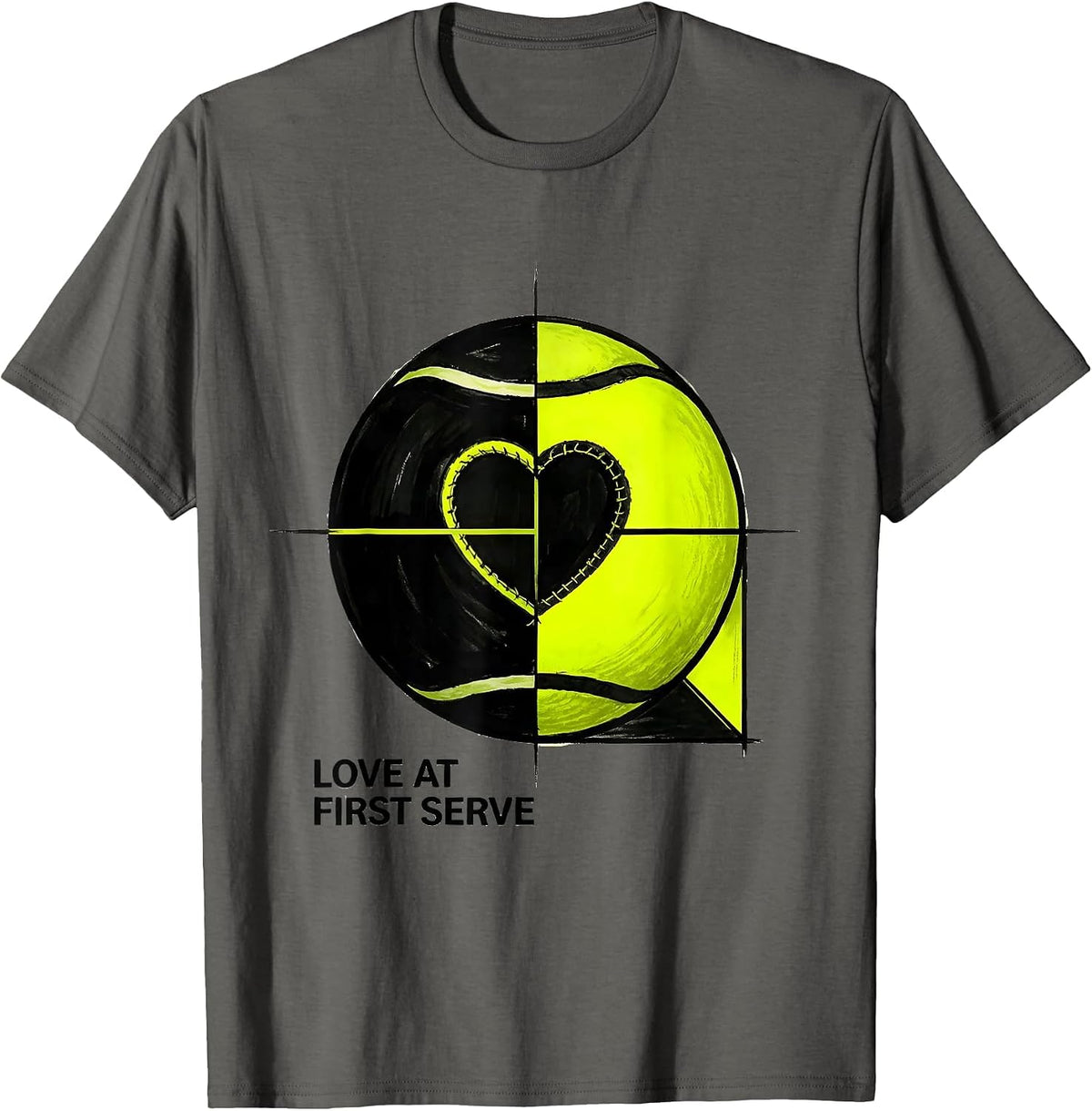 Love At First Serve Swiss International Tennis Player Pun T-Shirt - Asphalt Grey