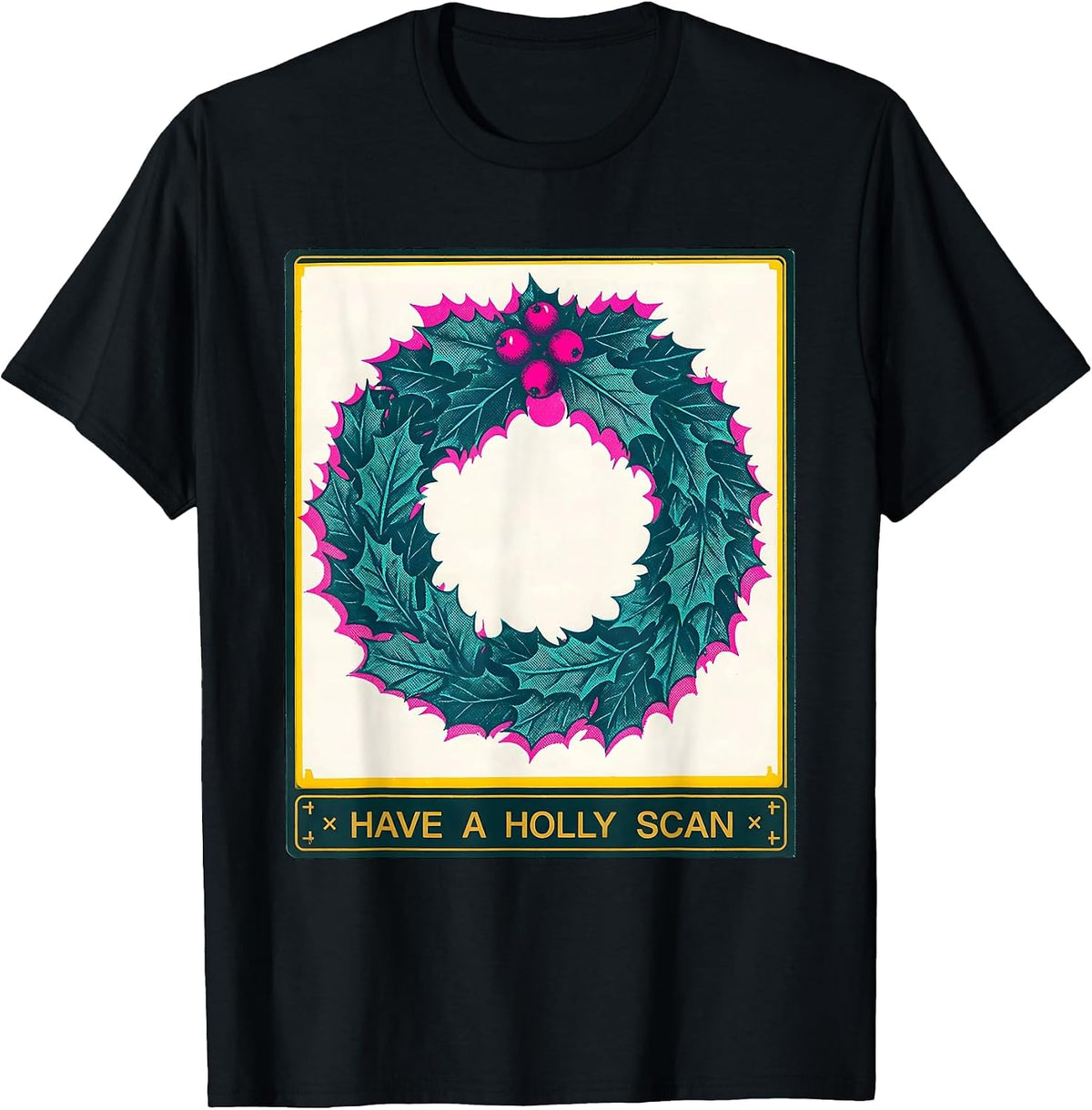 Men's Have A Holly Scan Risograph Radiology Tech Christmas Humor T-Shirt - Black