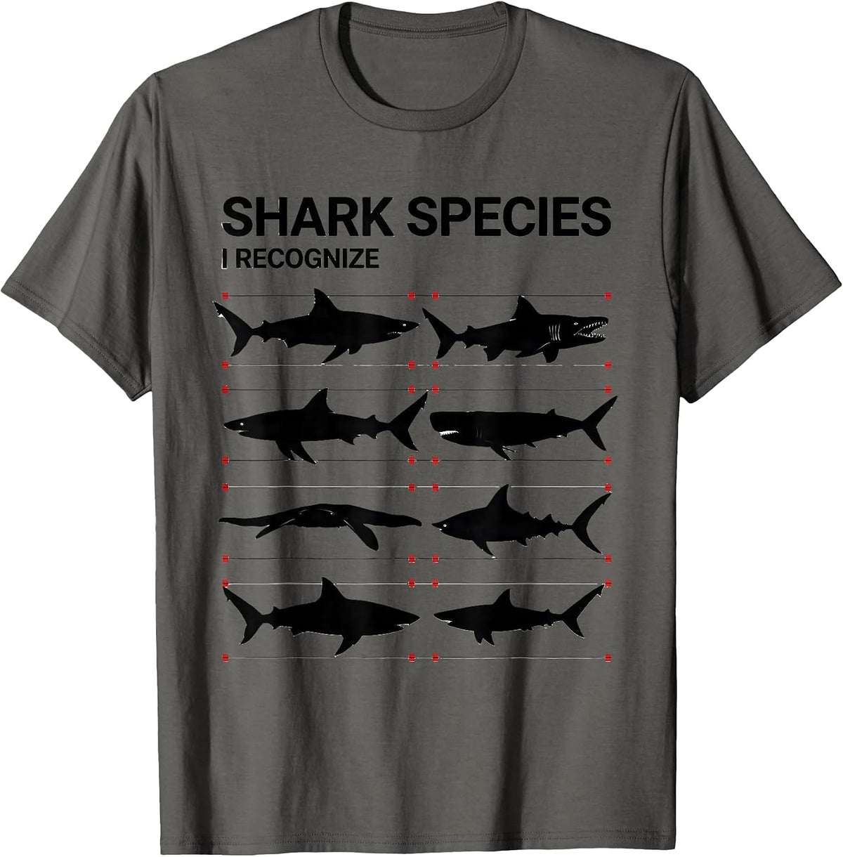 Shark Species I Recognize Funny Marine Biology Ocean T-Shirt - Asphalt Grey